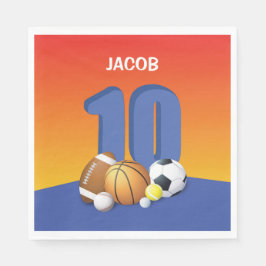 Guardanapo De Papel Menino 10º Aniversário do Esporte Balls
