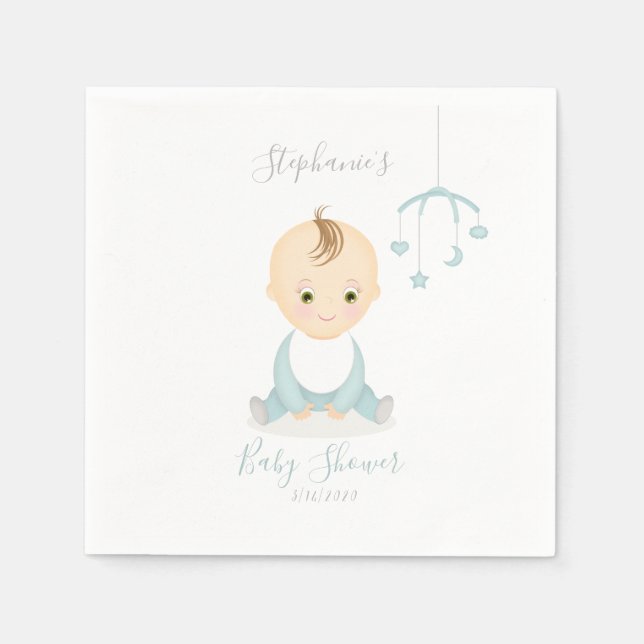 Guardanapo De Papel Menino bonito e seu Chá de fraldas móvel (Frente)