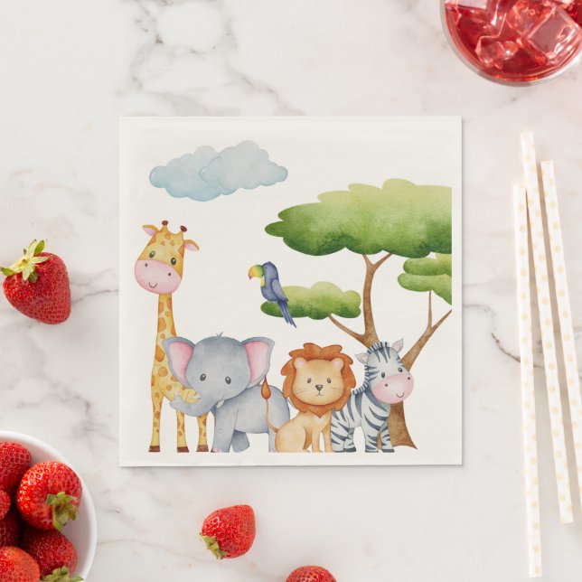 Guardanapo De Papel Menino de Animais Safari Selvagens Tropicais (Insitu)
