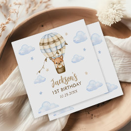 Guardanapo De Papel Menino de Balão de Ar Quente Azul Aniversário de 1