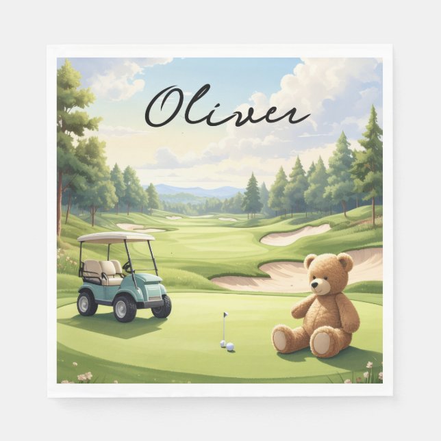 Guardanapo De Papel Menino de golfe em green de putting  (Frente)
