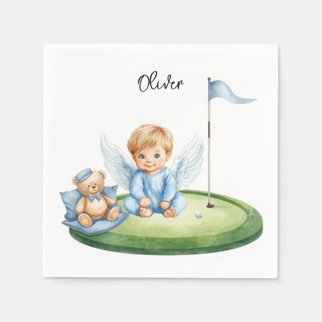 Guardanapo De Papel Menino de golfe no green de putting (Frente)