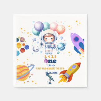 Guardanapo De Papel Menino do planeta espaço exterior aniversário 