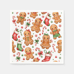 Guardanapo De Papel Menino e Menina de Biscoito de Natal com Meias