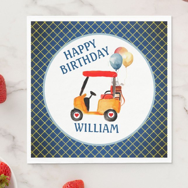 Guardanapo De Papel Menino Golfe Tema Azul Amarelo Vermelho Personaliz (Criador carregado)