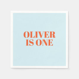 Guardanapo De Papel Menino Primeiro Aniversário Azul e Vermelho Modern