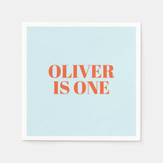 Guardanapo De Papel Menino Primeiro Aniversário Azul e Vermelho Modern