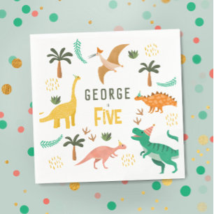 Guardanapo De Papel Meninos Jungle Dinossaur T-Rex Kids 5 Aniversário