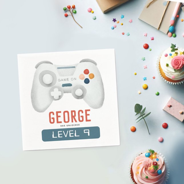 Guardanapo De Papel Meninos Legal Jovens Azuis de Jogos 9º Aniversário (Criador carregado)