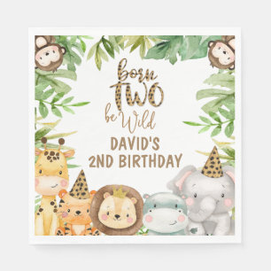 Guardanapo De Papel Meninos Safari Dois Animais Selvagens - Grande Nas