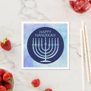 Guardanapo De Papel Menorá de aquarela Hanukkah