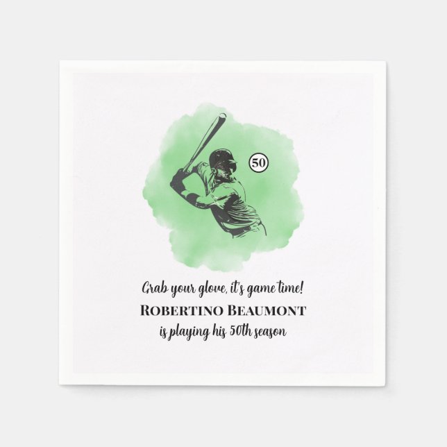 Guardanapo De Papel Men's Baseball Hitting 50th Birthday (Frente)