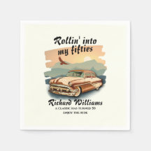 Men's classic car desert sunset 50th Birthday