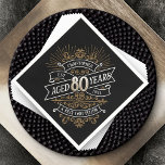 Guardanapo De Papel Mens Funny Whiskey 80 Birthday<br><div class="desc">Celebre o grande 8-0 com estilo e humor com este design de aniversário inspirado no rótulo de uísque vintage. A tipografia negra, dourada e branca é ornamentado e elegante, dando-lhe um toque clássico de retrô-safra. Perfeito para o homem (ou para a mulher!) na sua vida que ama o seu uísque,...</div>