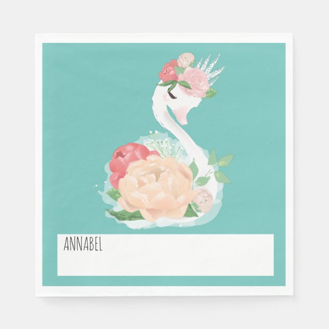 Guardanapo De Papel Mensagem de almoço da escola Personalizada do Swan (Frente)