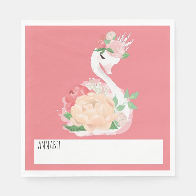 Guardanapo De Papel Mensagem de almoço da escola Personalizada do Swan (Frente)