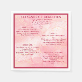 Guardanapo De Papel Menu de Casamento Dourado do Elegante Script Burgu