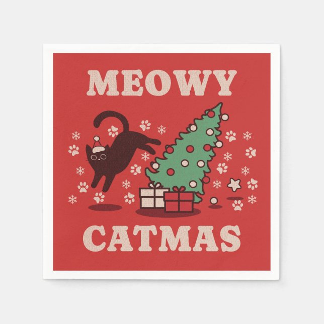 Guardanapo De Papel Meowy Catmas (Frente)