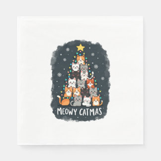 Guardanapo De Papel Meowy Catmas Gato Árvore de Natal Xmas Meninas Men