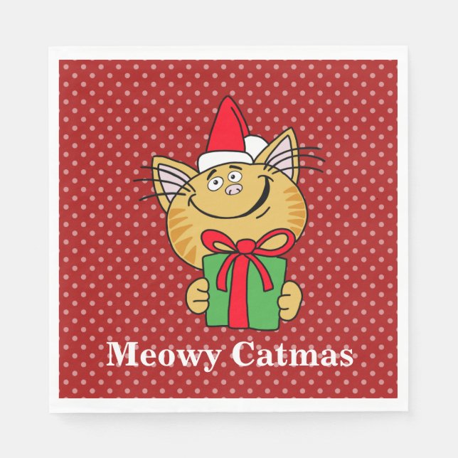 Guardanapo De Papel Meowy Catmas Papel de Natal Napkins (Frente)