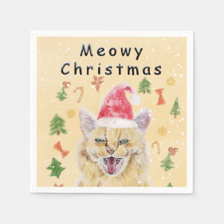 Guardanapo De Papel Meowy Christmas cat funny and cute cat