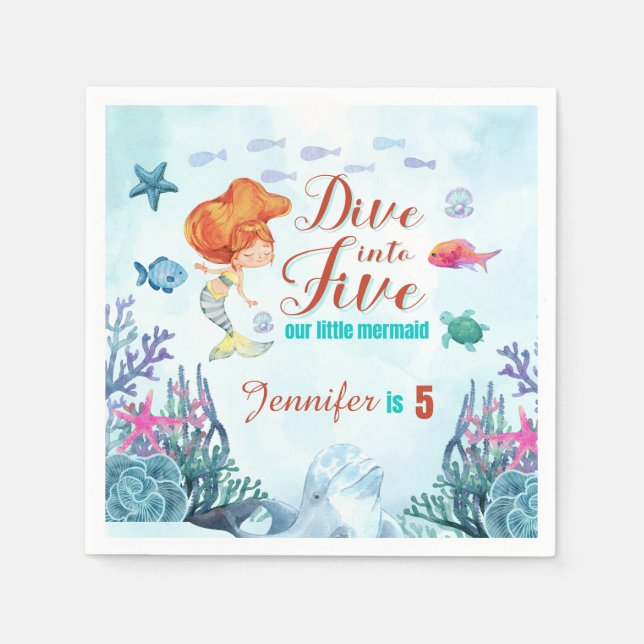 Guardanapo De Papel Mergulhe no Aniversário do 5 de Cinco Garotas de S (Frente)