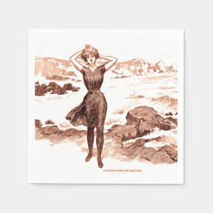 Guardanapo De Papel Mermaid Beach Gibson Girl Victorian Antiguidade