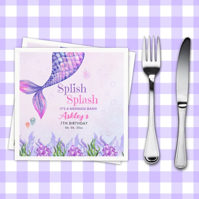 Guardanapo De Papel Mermaid Birthday Party Napkins for Girls (Criador carregado)