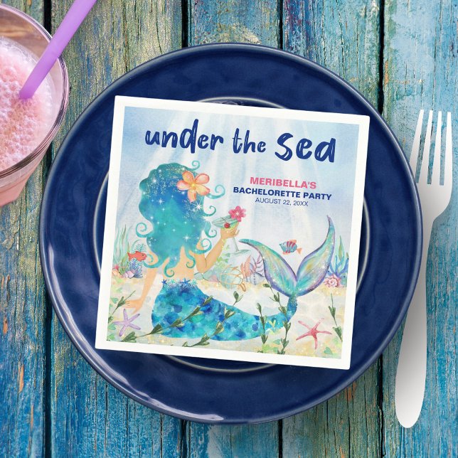 Guardanapo De Papel Mermaid Cocktail Praia Tropical Festa de Solteira (Criador carregado)