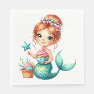 Guardanapo De Papel Mermaid Girl Birthday Party Napkins 🧜‍♀️💖
