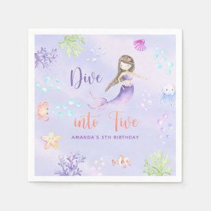 Guardanapo De Papel Mermaid Girl Mergulha Em Cinco 5