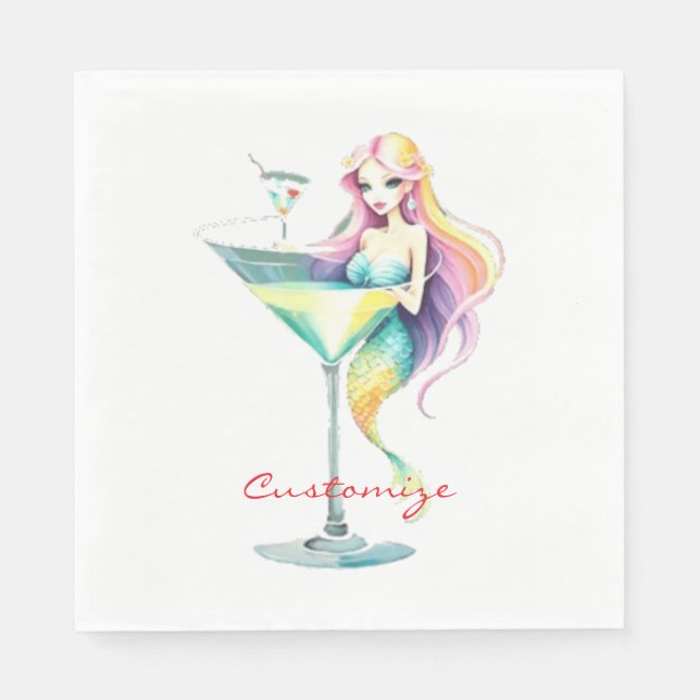 Guardanapo De Papel Mermaid Martini Girl Thunder_Cove (Frente)