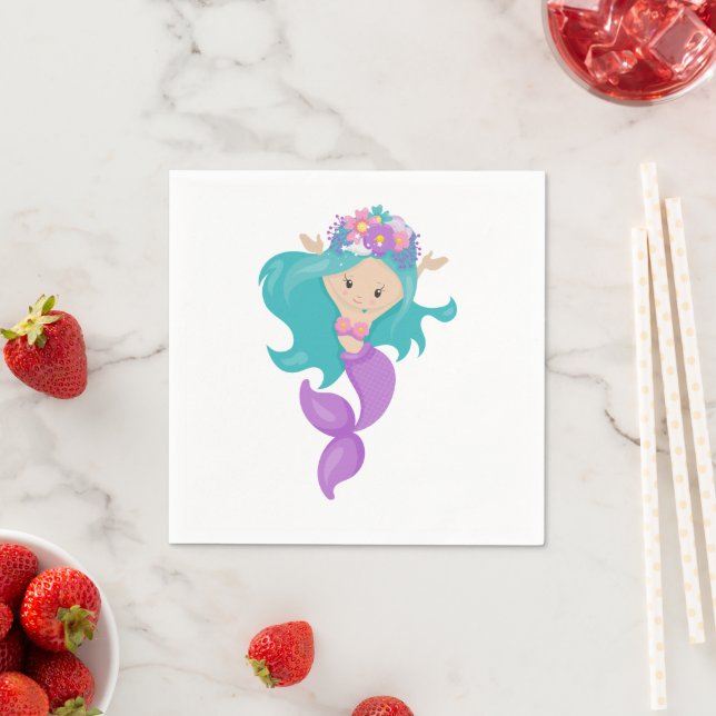 Guardanapo De Papel Mermaid Party Purple Napkins (Insitu)