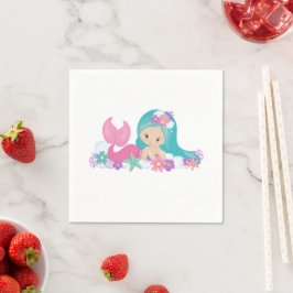 Guardanapo De Papel Mermaid Party Purple Napkins