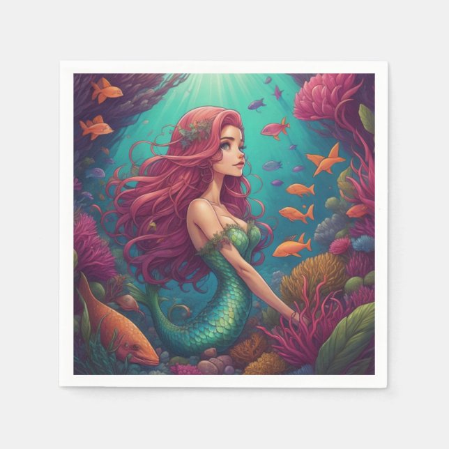 Guardanapo De Papel Mermaid Red (Frente)