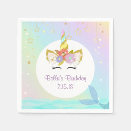 Guardanapo De Papel Mermaid Unicorn Paper Napkins