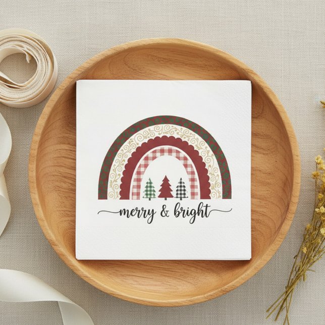 Guardanapo De Papel Merry and Bright Christmas  Festive Holiday (Criador carregado)