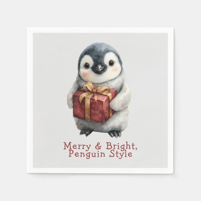 Guardanapo De Papel Merry & Bright Penguin Christmas (Frente)