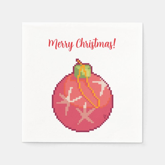 Guardanapo De Papel Merry Christmas Ball, Pixelart  (Frente)