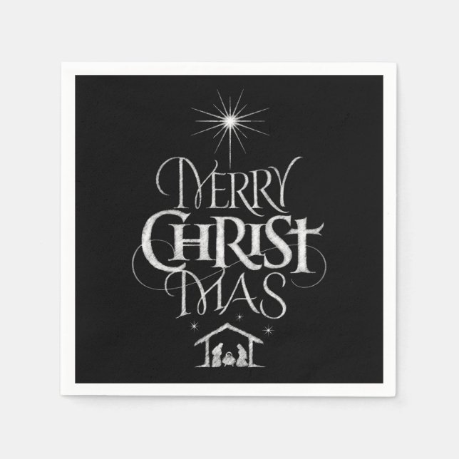 Guardanapo De Papel Merry CHRISTmas Christian Chalkboard Calliografia (Frente)