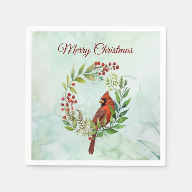 Guardanapo De Papel Merry Christmas Classic Cardinal  (Frente)