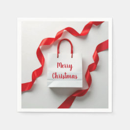 Guardanapo De Papel Merry Christmas Gift Bag With Red Ribbons