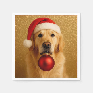 Guardanapo De Papel Merry Christmas Golden Retriever card.