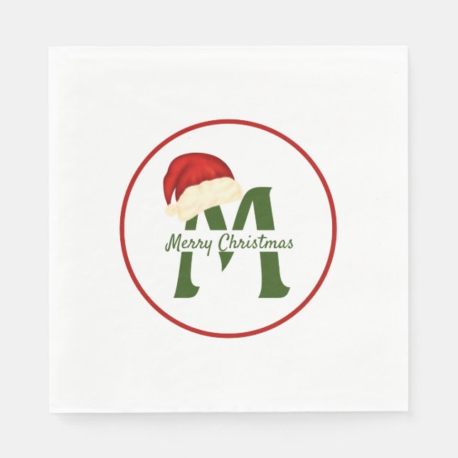 Guardanapo De Papel Merry Christmas Monogram Paper Napkin (Frente)