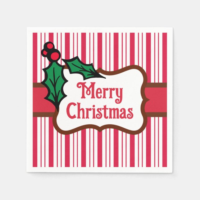 Guardanapo De Papel Merry Christmas Peppermint Napkins (Frente)