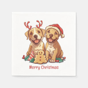 Guardanapo De Papel Merry Christmas Pit Bull Cães
