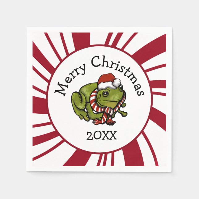 Guardanapo De Papel Merry Christmas Santa Frog (Frente)