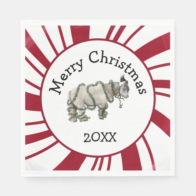 Guardanapo De Papel Merry Christmas Shetland Pony (Frente)