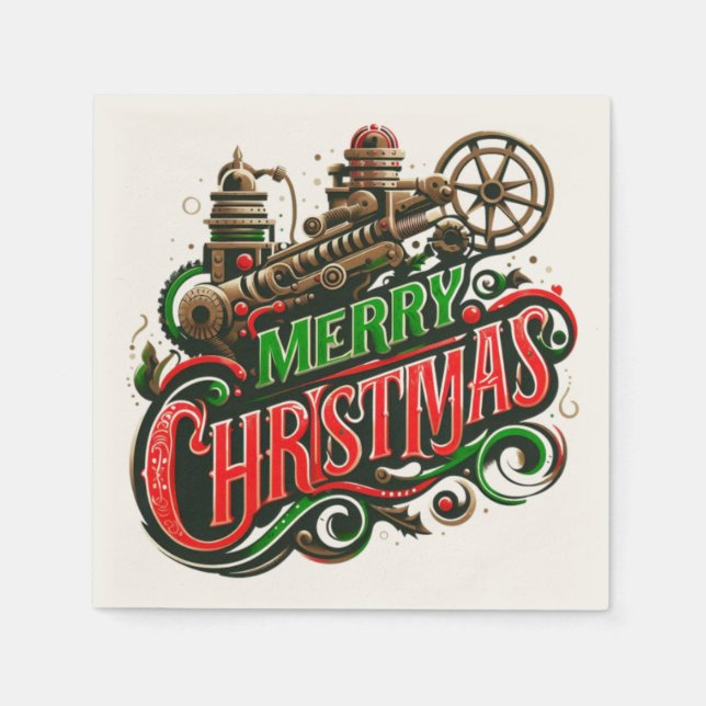 Guardanapo De Papel Merry Christmas steampunk (Frente)
