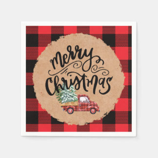 Guardanapo De Papel Merry Christmas Vintage Truck Script Napkins
